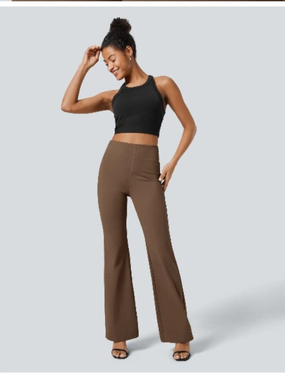 Halara Flex™ High Waisted Back Side Pocket Slight Flare Work Pants Cocoa Brown